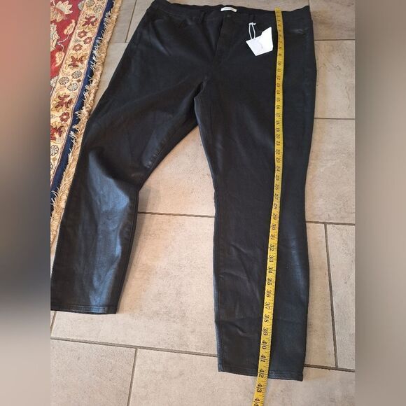 Good American Wax coated black straight leg jeans‎ high waisted size 24 - Picture 7 of 8